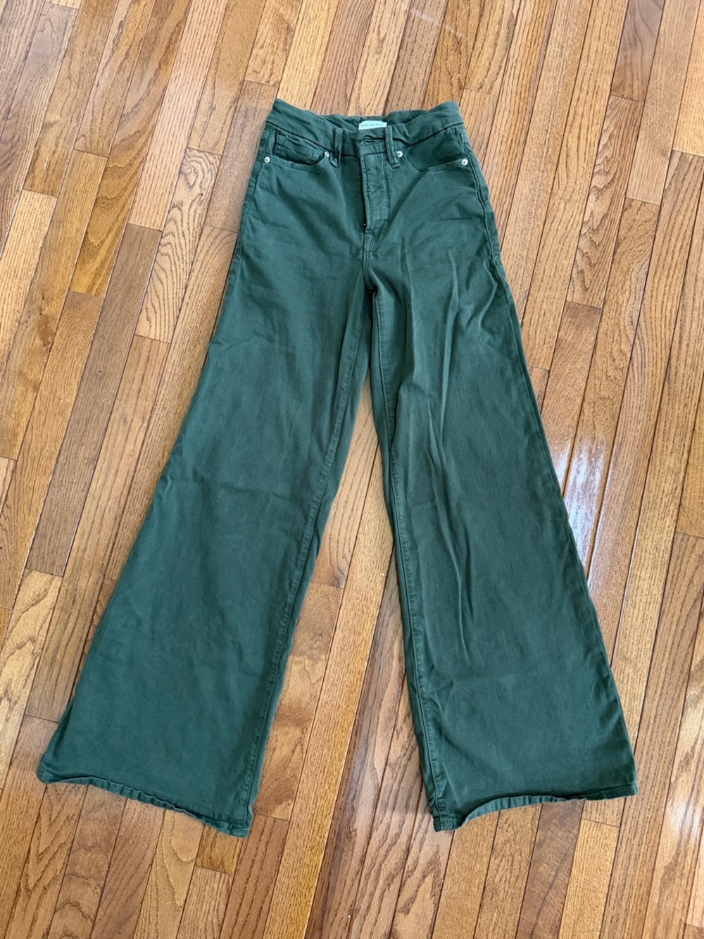 Good American Deep Forest Green Wide-Leg Jeans